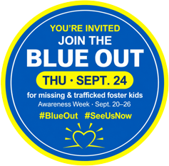 Round Join the Blue Out sticker for Thursday, September 24